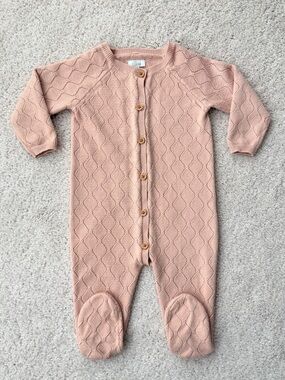 Laughing Llama Pink Knit Footed One-Piece